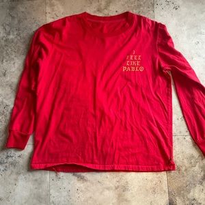 Kayne West red long sleeve top size medium